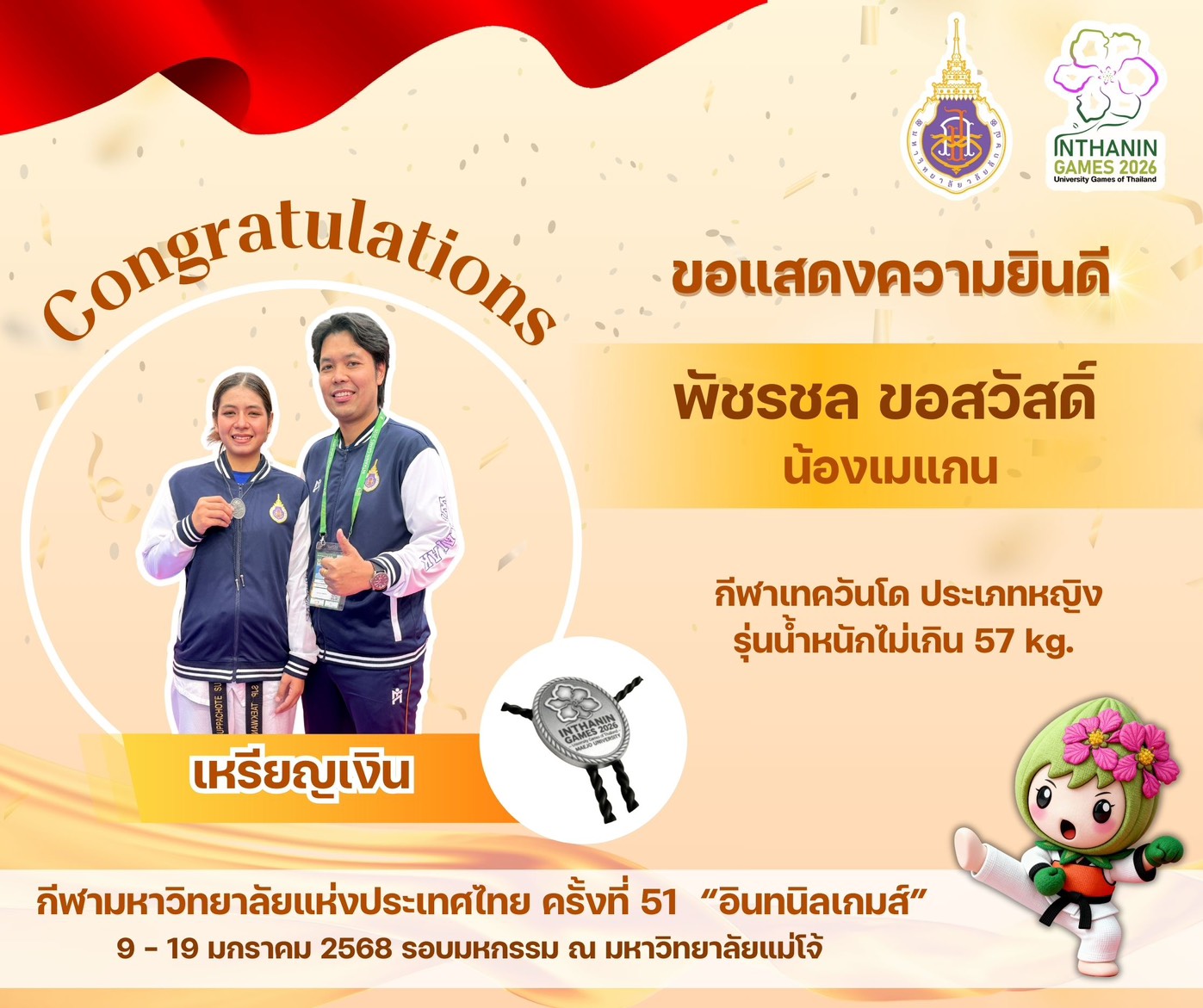 ขอแสดงความยินดีกับนักกีฬามหาวิทยาลัยวลัยลักษณ์