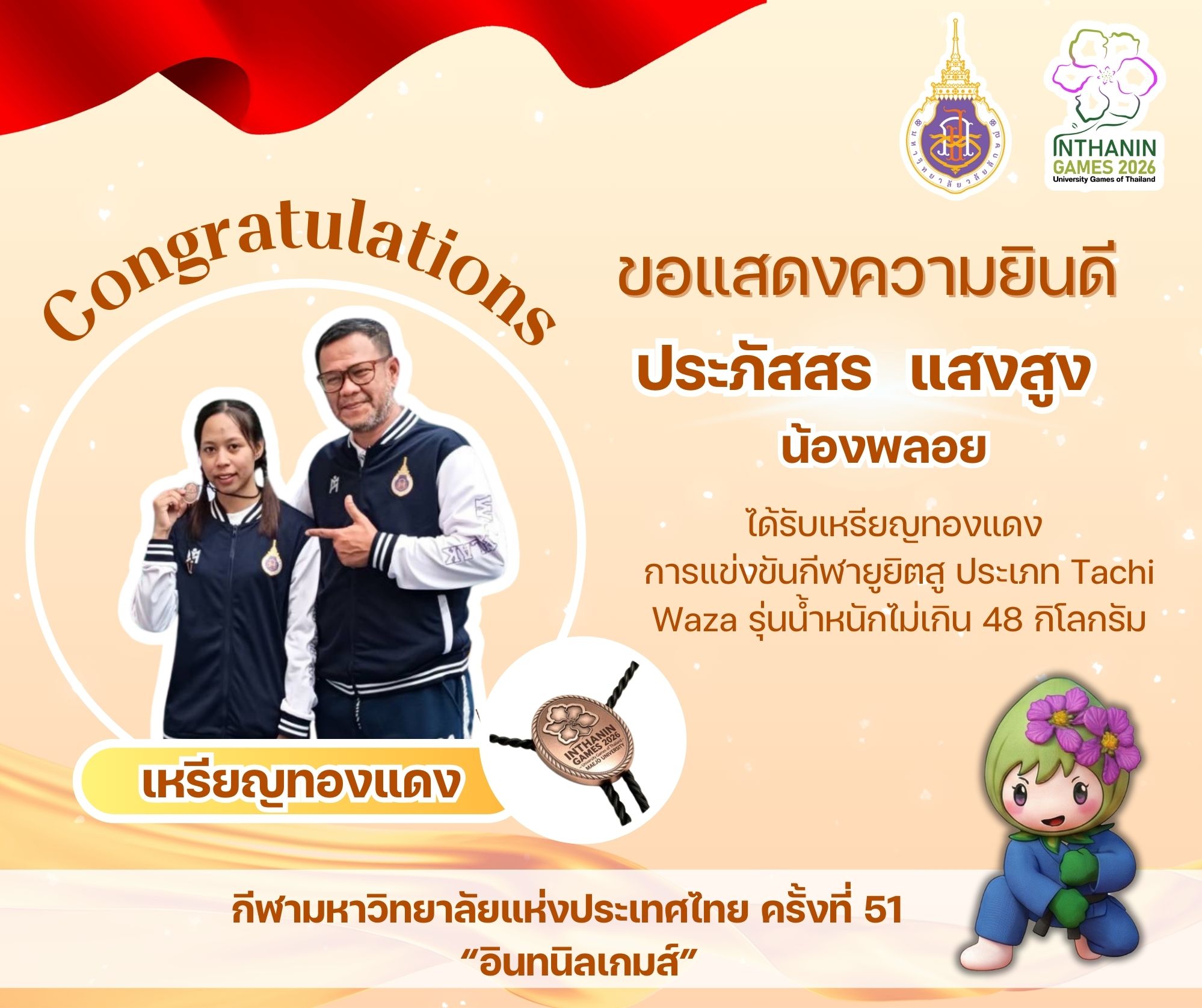 ขอแสดงความยินดีกับนักกีฬามหาวิทยาลัยวลัยลักษณ์