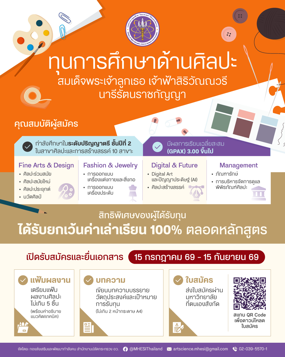 ทุนการศึกษาด้านศิลปะ สมเด็จพระเจ้าลูกเธอ เจ้าฟ้าสิริวัณณวรี นารีรัตนราชกัญญา